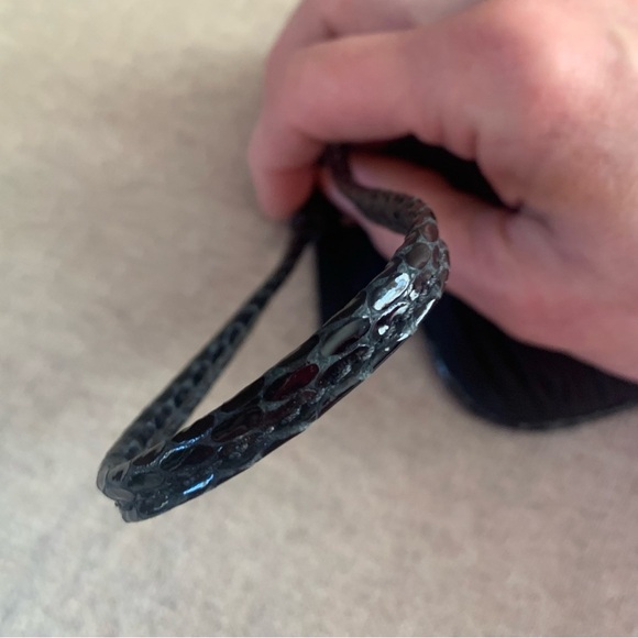 Coach Black Satin Runched Wristlet with Snakeskin Leather Trim - Picture 3 of 10